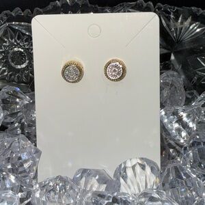 Real Pave Diamond 14K over Sterling silver stud earrings.